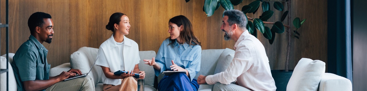 people talking in a friendly meeting