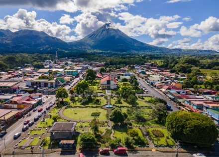 Aerial view of San Carlos la Fortuna Town in Costa Rica.