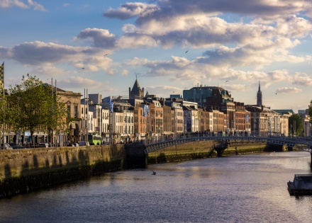 Ha’penny Bridge over the River Liffey in Dublin Ireland