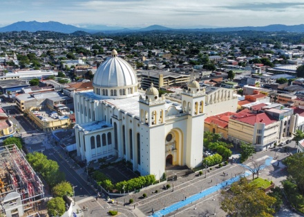Aerial view of Catedral Metropolitana de San Salvador in El Salvador