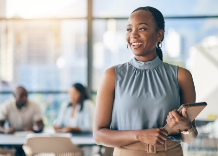 HR manager briefing her team on how to hire in Angola