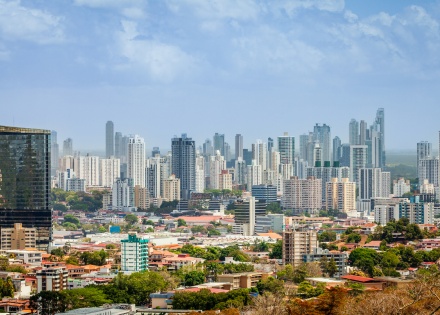 Panoramic view of Panama City, Panama’s skyline