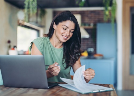 Smiling woman in an office in Bosnia