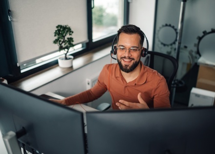 Businessman working from home in Afghanistan on a video call