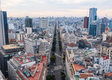 Aerial view of Diagonal Norte Avenue in Argentina