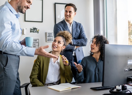 Global HR team discussing business culture in Chile