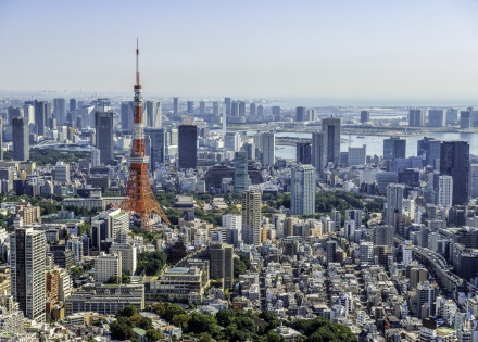Aerial view of Tokyo Japan’s skyline and Tokyo Tower