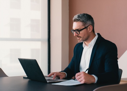 Professional man working with a laptop in Egypt