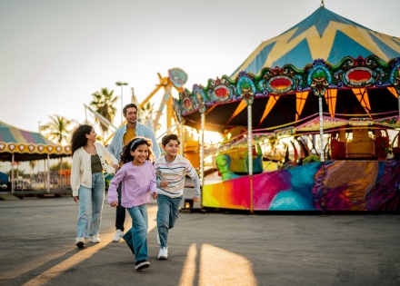 Family enjoying Taiwan's public holidays at an amusement park