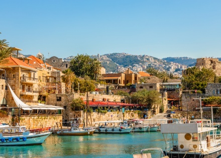Jbeil fishing port in Biblos Lebanon viewed from a dock