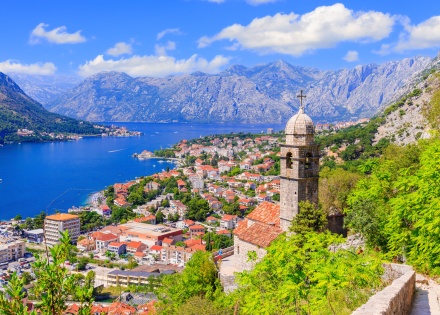Panoramic view of Kotor Town and Bay in Montenegro