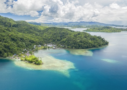 Coastal village scene in the south of Choiseul Island