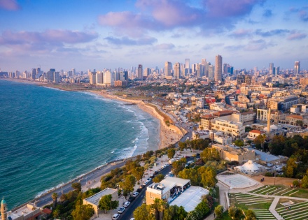 Coastline with city in Bat Yam, Israel
