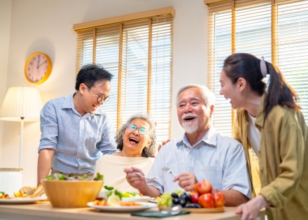Family spending time together at home during a public holiday in Cambodia