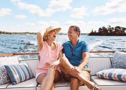 A mature couple enjoying a relaxing boat ride during a Honduran public holiday