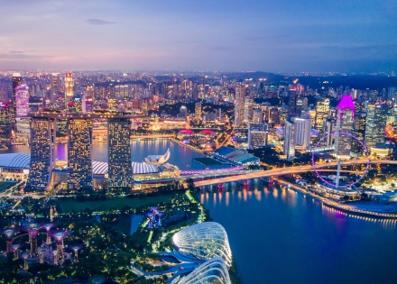Singapore Skyline over water