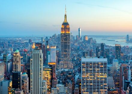 NYC skyline at dusk, representing the growth of scaling a business.