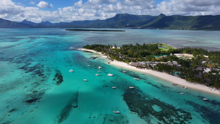 Aerial view of Le Morne in Port Louis Mauritius