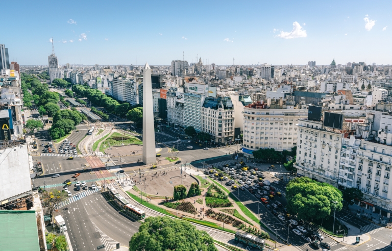Aerial view of a scenic area of Buenos Aires Argentina