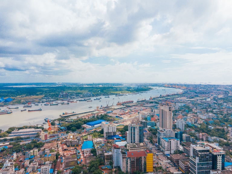 Aerial view of Chattogram’s port in Bangladesh