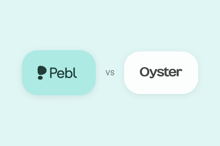 Chat bubbles Pebl vs. OysterHR with company logos in each.