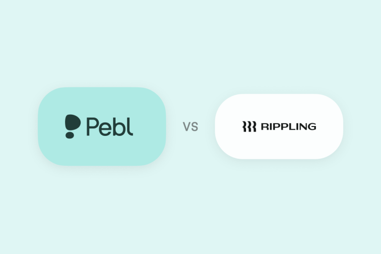 Chat bubbles Pebl vs. Rippling with company logos in each.