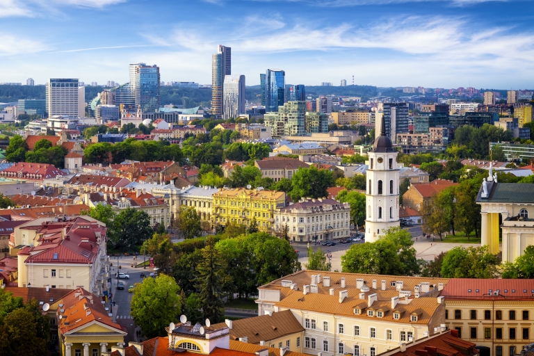 View of Vilnius’s skyline from the old town in Lithuania