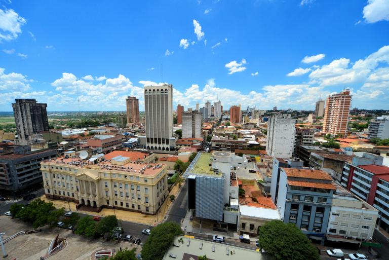 Aerial view of Asuncion’s skyline in Paraguay