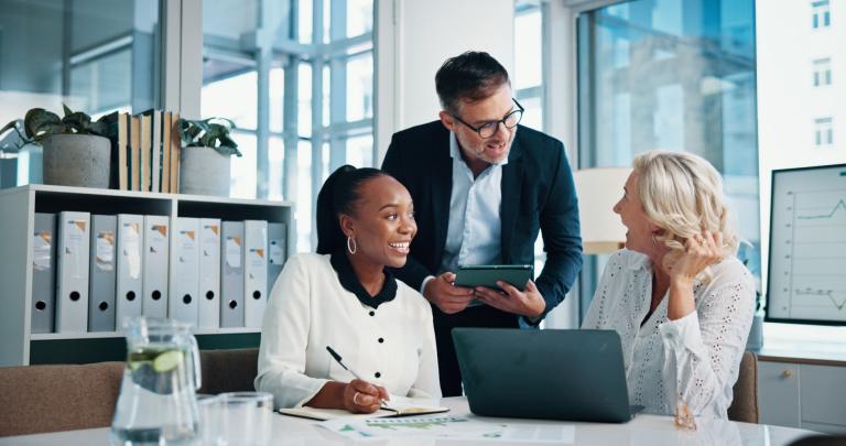 Global HR team discussing workplace monitoring for remote employees