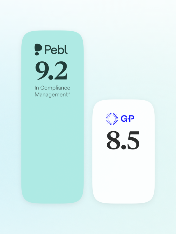 Pebl outperforms Globalization Partners by 9.2 vs. 8.5 in compliance management.