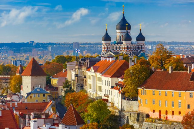 Aerial view of old town, Tallinn, Estonia