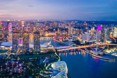 Singapore Skyline over water