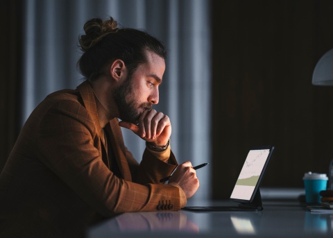 Man working on his laptop 