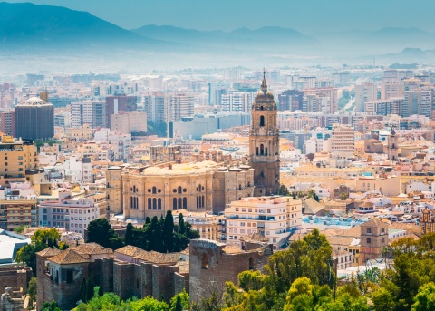 Aerial view of the Cathedral of Málaga in Málaga, Andalusia in southern Spain