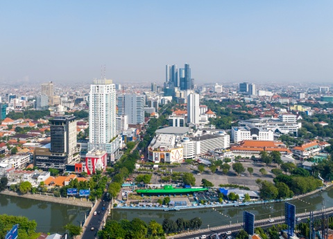 Aerial view of Surabaya Indonesia’s skyline