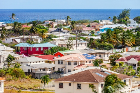 Aerial view of Christ Church in Barbados by the sea