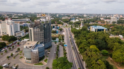 Aerial view of a boulevard in Accra, Ghana.