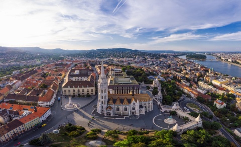 Aerial view of Budapest Hungary
