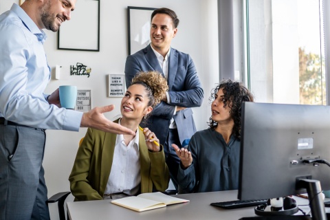 Global HR team discussing business culture in Chile