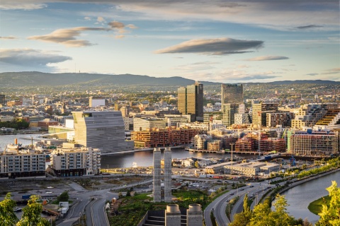 Aerial view of the Oslo Sentrum in Norway