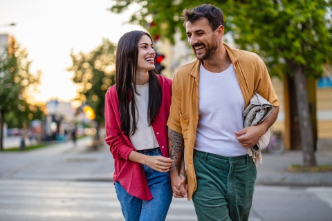 Couple walking together enjoying Bulgaria’s public holidays