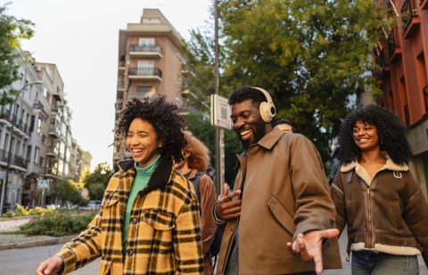 A group of friends smiling and enjoying Zimbabwe's public holidays