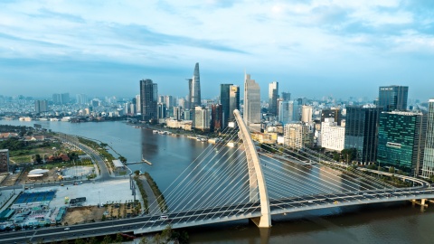 Aerial view of Ho Chi Minh City’s Skyline in Vietnam