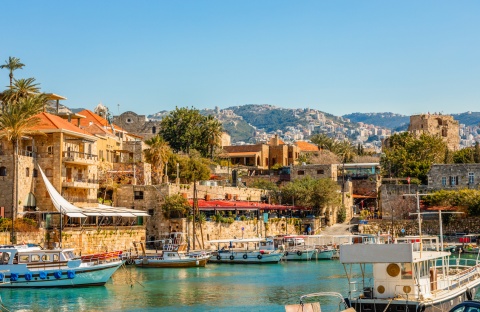 Jbeil fishing port in Biblos Lebanon viewed from a dock