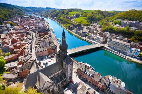 Pont Charles de Gaulle bridge over Meuse river in Dinant Belgium