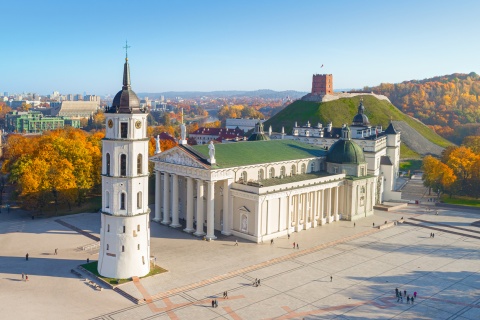 Aerial view of Cathedral Square in Vilnius Lithuania