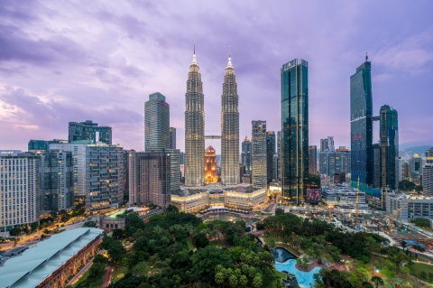 Panoramic view of Kuala Lumpur’s skyline and parks in Malaysia